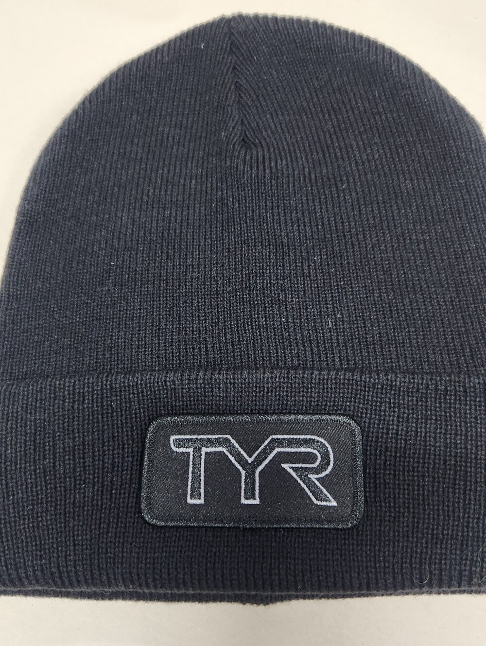 TYR Black Knit Beanie Men's Winter Hat Wool Blend